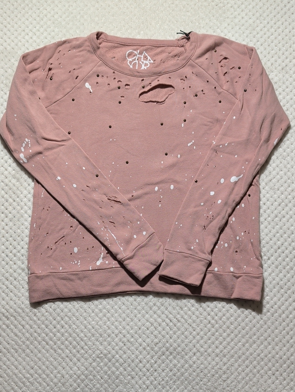 Chaser Fleece Lined Distressed Long Sleeve Sweatshirt